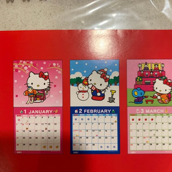 HELLO KITTY 2001 CALENDAR + STICKERS MADE IN JAPAN - Picture 9 of 12